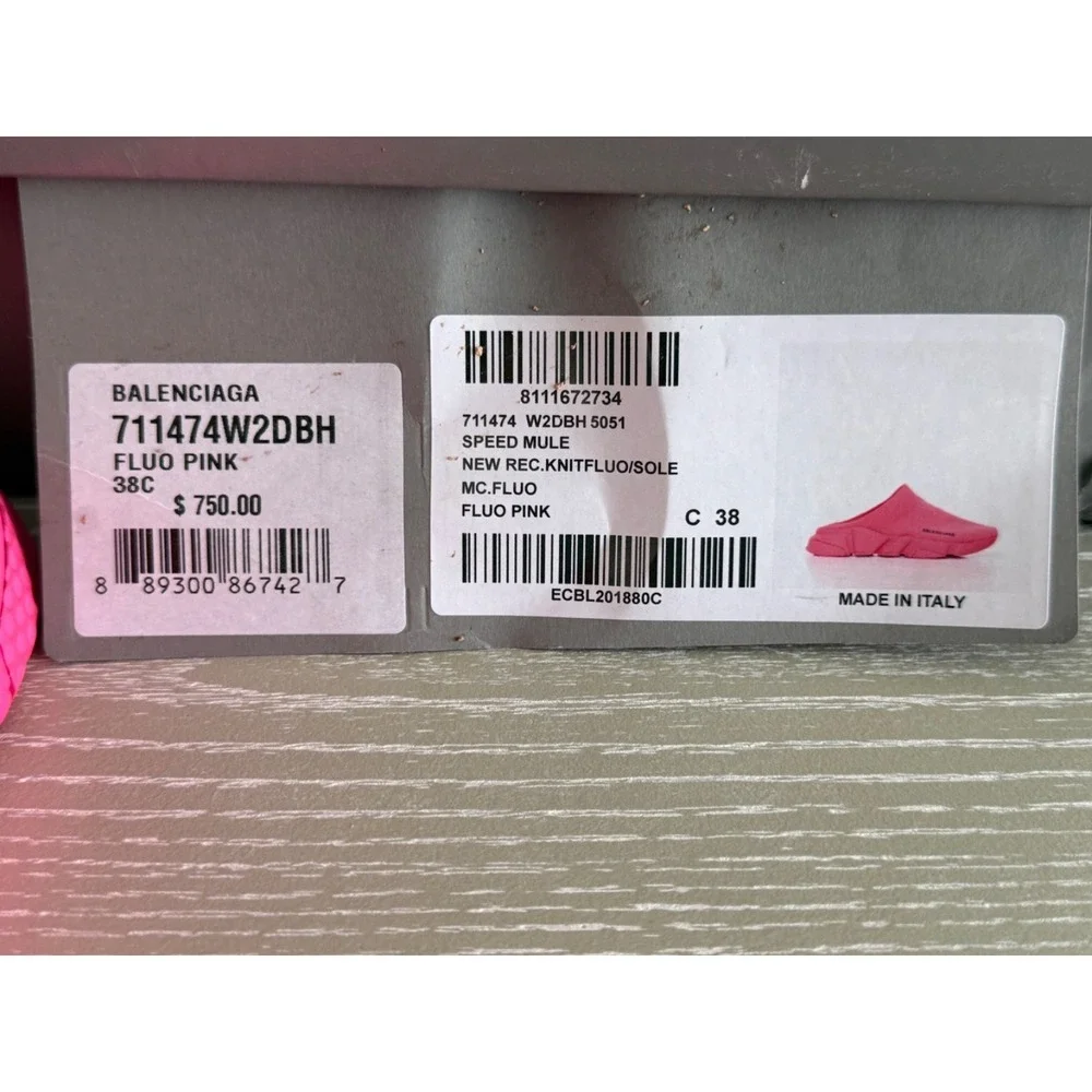 Balenciaga Speed Mule Sneakers Neon Pink 38EU 8US‎ Preowned